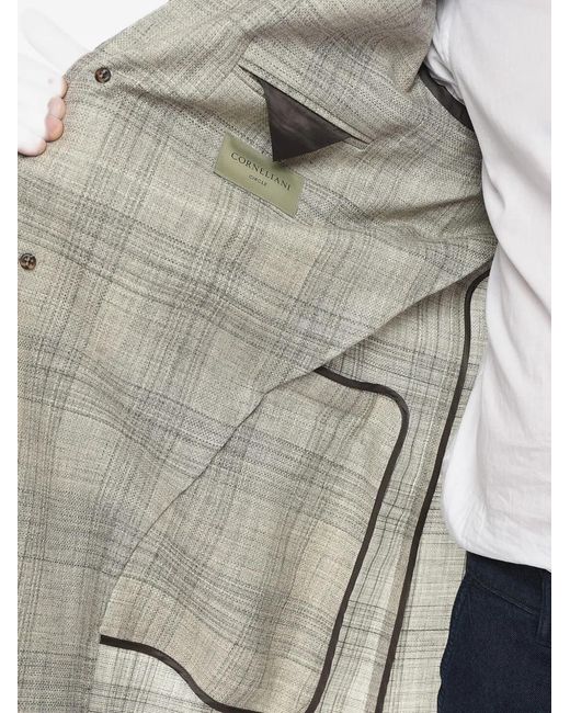 Corneliani Gray Circle District Check Coat for men