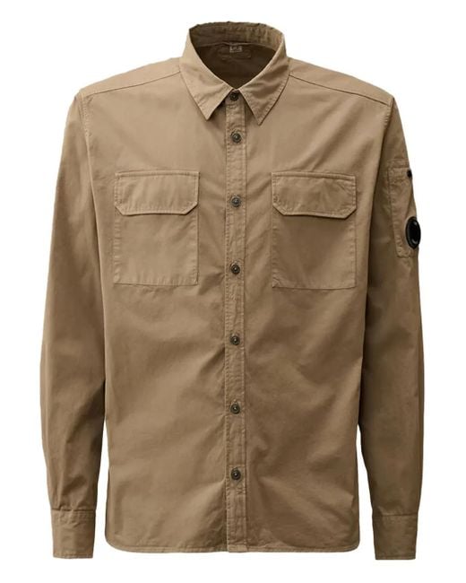 Camisa con detalle de lente C P Company de hombre de color Brown