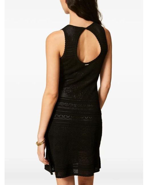 Twinset Black Short Floral Knit Dress