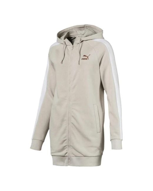 PUMA Gray Kiss Artica T7 Zip-Up Striped-Sleeve Hoodie