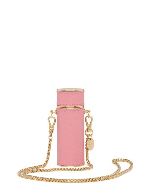 Prada Pink Saffiano Leather Lipstick Case