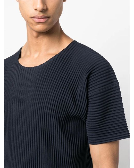 Homme Plissé Issey Miyake Black Ribbed-Effect T-Shirt for men