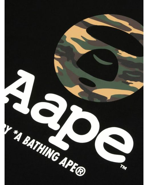 Aape By A Bathing Ape Black Aapeunvs Camouflage-Print T-Shirt for men