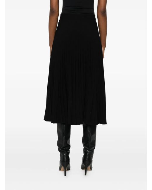 Nissa Black Button Midi Skirt