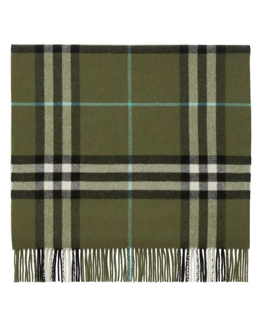 Burberry Green Check-pattern Cashmere Scarf