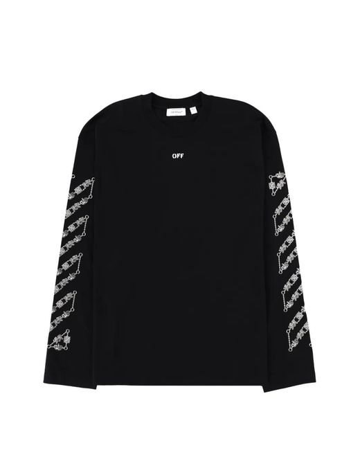 Off-White c/o Virgil Abloh Black Long-Sleeve Graphic T-Shirt for men