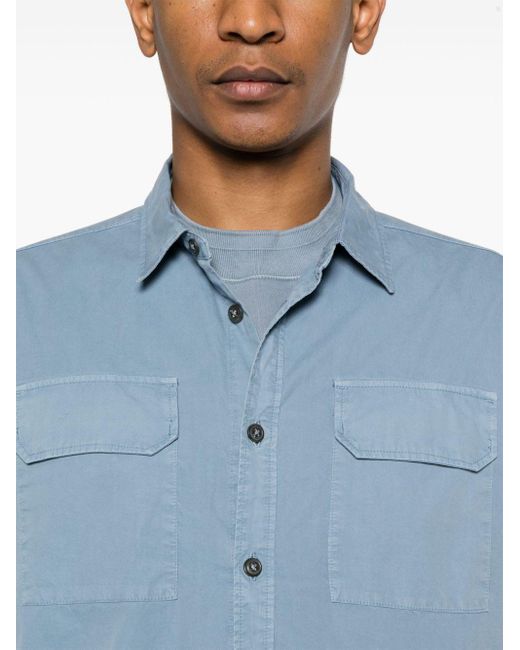 C P Company Blue Lens-Detail Gabardine Shirt for men