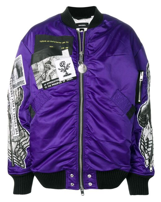 DIESEL Purple Oversized Bomber Jacket