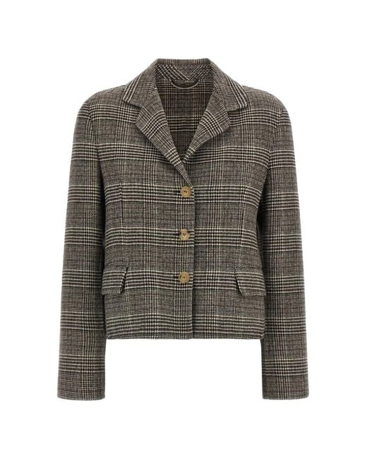 Ermanno Scervino Gray Single-Breasted Cropped Wool Blazer