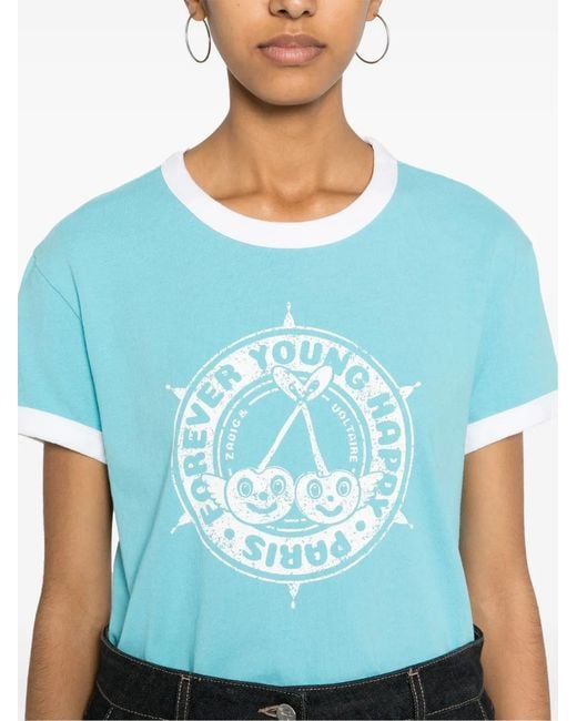 Zadig & Voltaire Blue Walk Insignia Cotton T-Shirt
