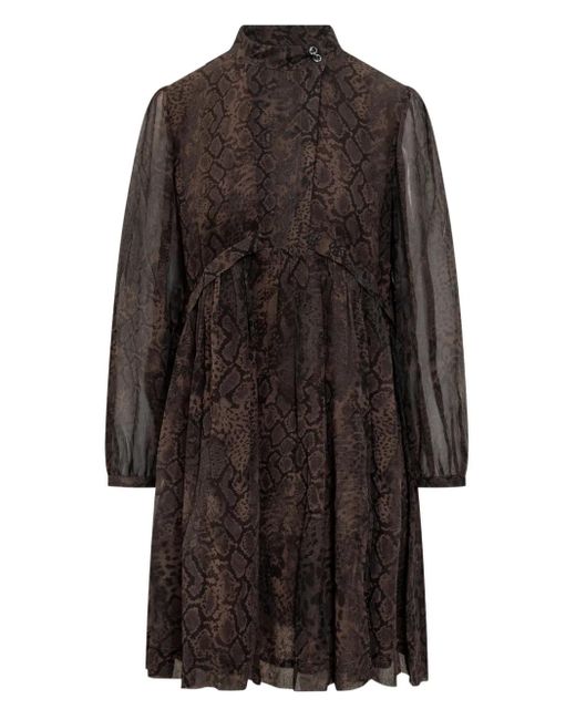 Ba&sh Gray Button Snakeskin Simba Dress