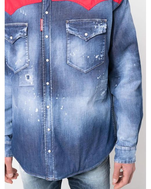 Chaqueta vaquera híbrida con capucha DSquared² de hombre de color Blue