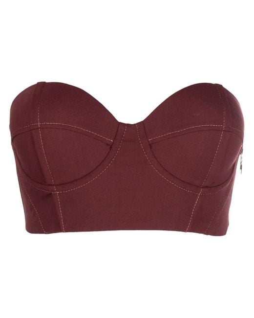 Patrizia Pepe Red Essential Sweetheart-Neck Strapless Top