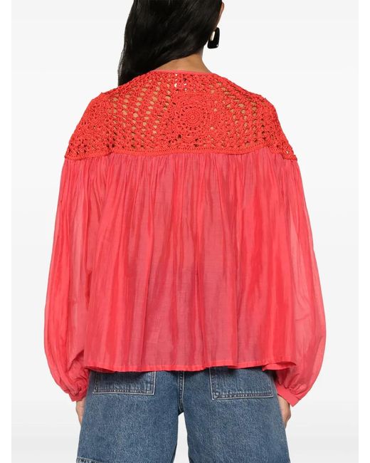 Forte_forte Pink Semi-Sheer Crochet Shirt