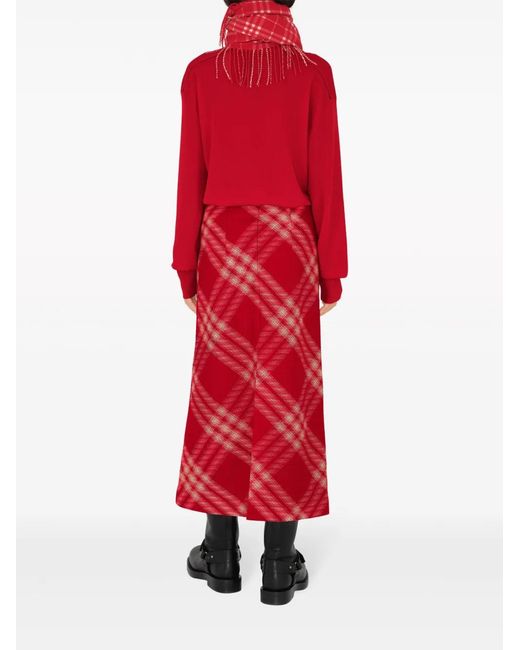 Jupe Longue À Carreaux Burberry en coloris Red