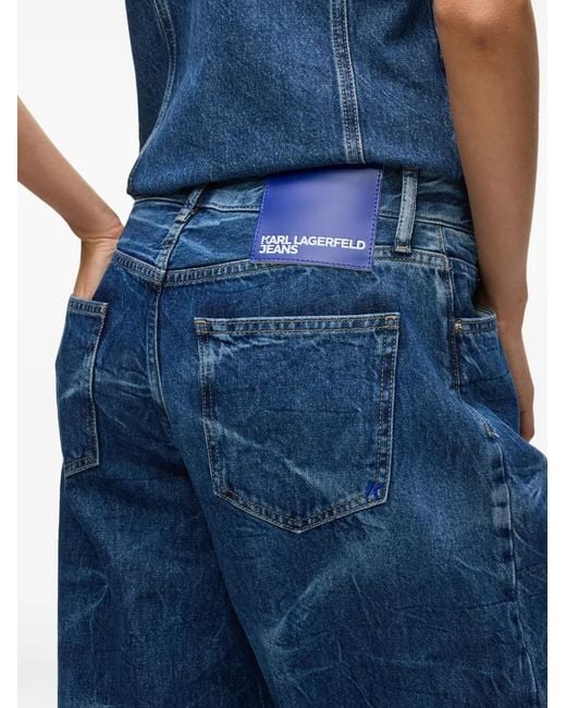 Karl Lagerfeld Blue Wrinkle-Effect Jeans