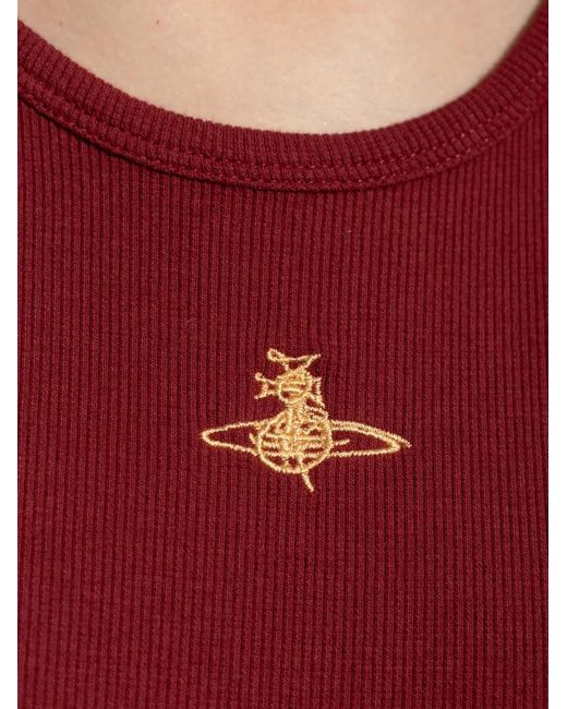 Vivienne Westwood Red Orb-Embellished Ribbed Bodysuit