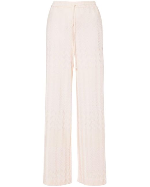 Pantalones anchos de punto chevron Missoni de color White
