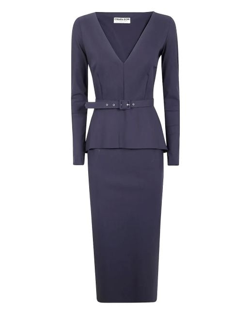 La Petite Robe Di Chiara Boni ベルテッド ドレス Blue