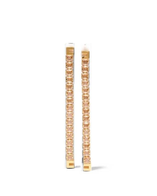 Elisabetta Franchi White Logo-Plaque Earrings