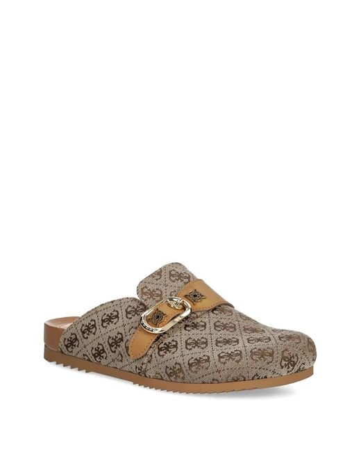 Guess Galavanta 4G Monogram Buckle Mules in Brown | Lyst display picture 2
