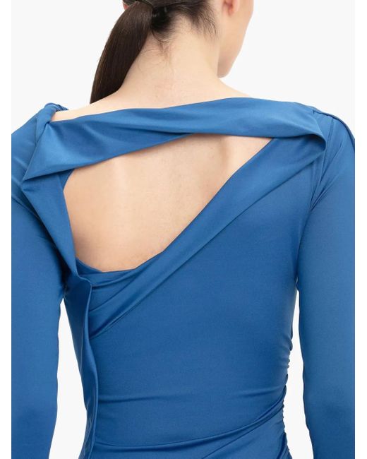 Victoria Beckham Gedrapeerde Midi-Jurk in het Blue