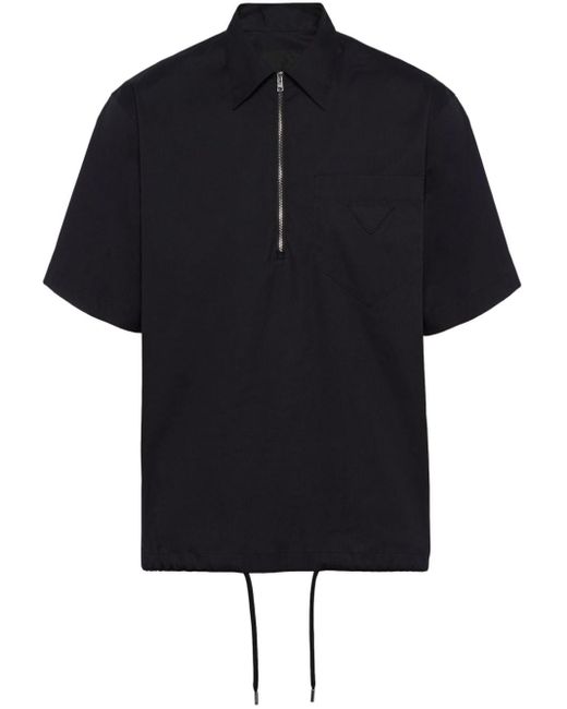 Chemise zippée à manches courtes Prada pour homme en coloris Black