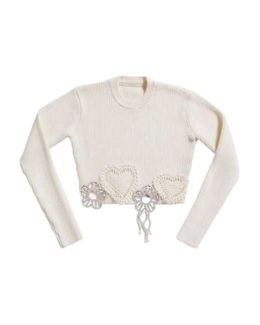 Area ビジュートリム クロシェセーター White