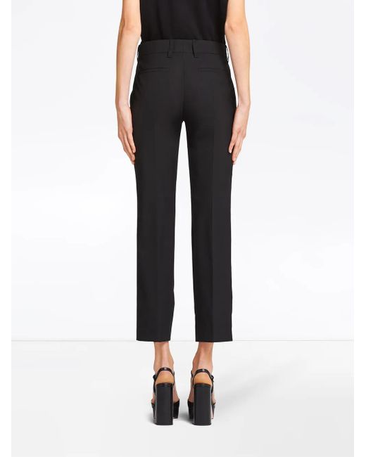 Prada Black Cropped Tailored Trousers