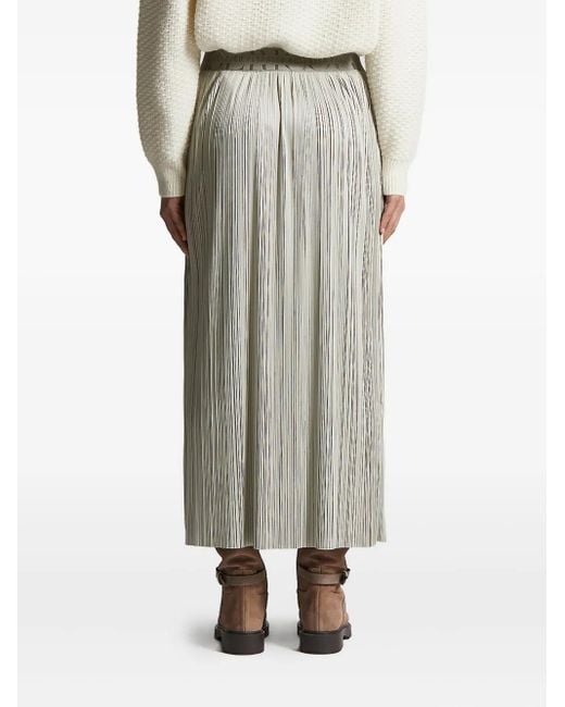 Peserico Natural Pleated Logo-Waistband Skirt