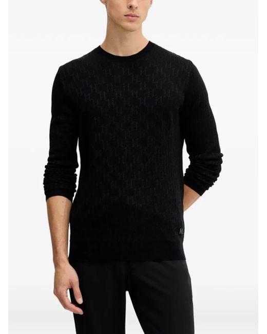 Karl Lagerfeld Black Logo-Pattern Sweater for men