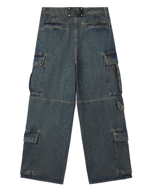 FIVE CM Gray Cargo-Pocket Panelled Jeans for men