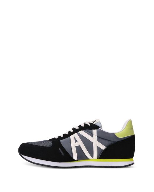Armani Exchange Black Ax Panelled Sneakers for men