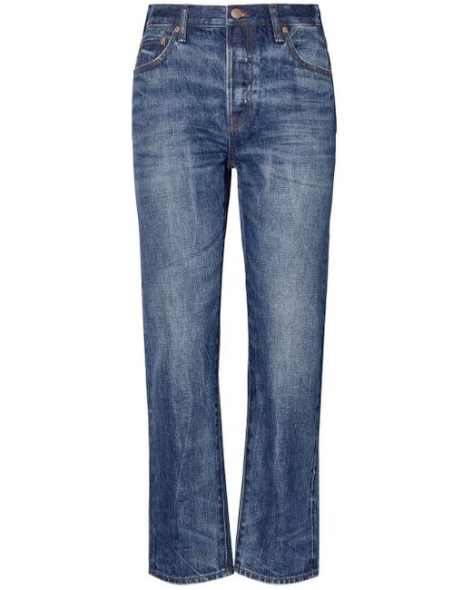 Tory Burch Rear-patch Cropped Jeans in Blue | Lyst