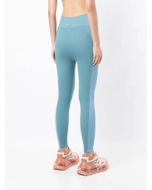 The Upside Blue Seamless Striped Performance Leggings