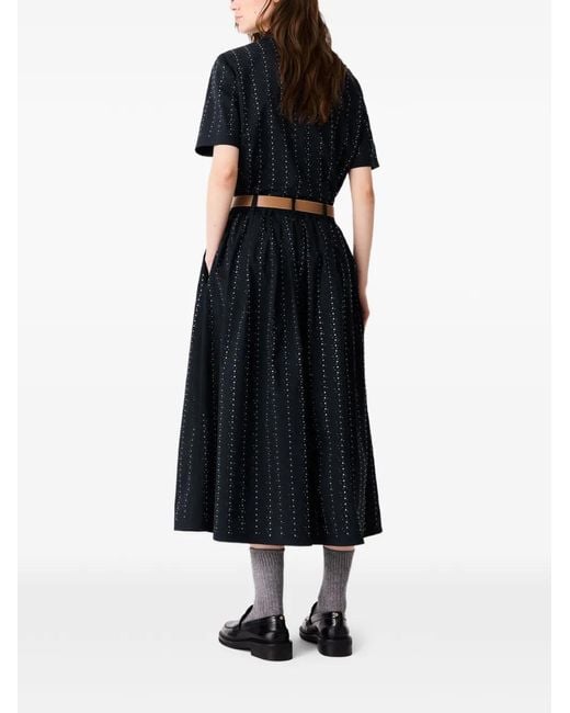 Maje Black Embellished A-Line Midi Skirt