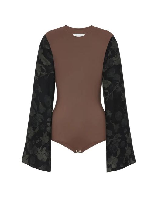 Maison Margiela レディース ブラウン フローラルスリーブ トップ