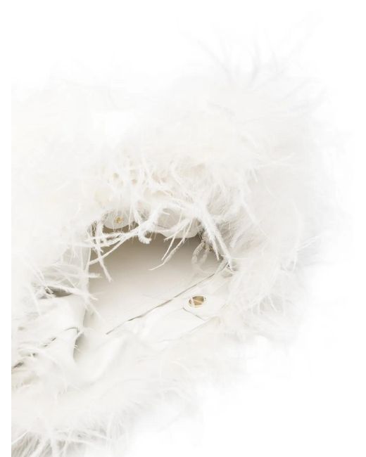 Yves Salomon White Feather Shoulder Bag