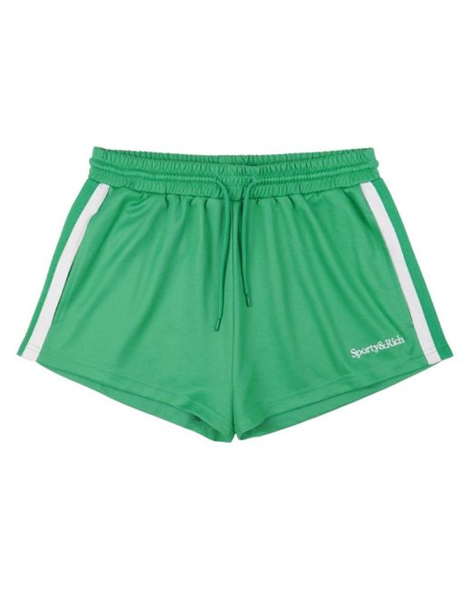 Sporty & Rich Green Mid-rise Track Shorts