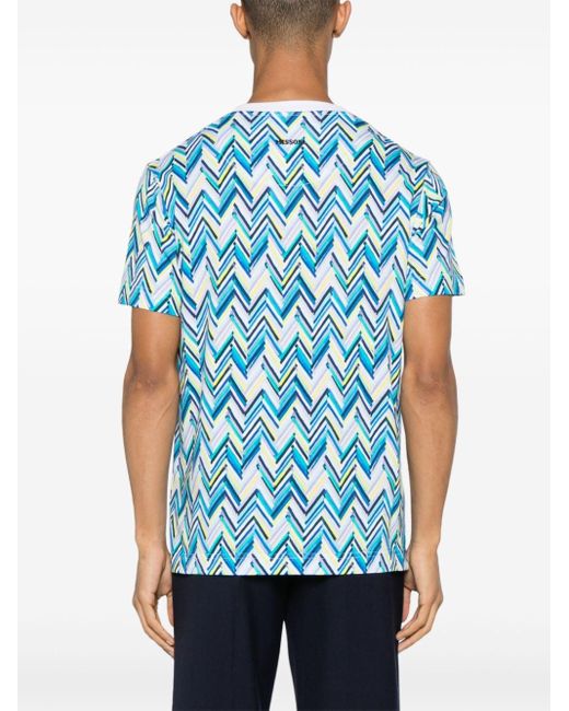 Missoni Blue Chevron-print Cotton T-shirt for men