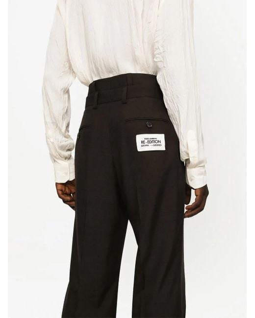 Dolce & Gabbana Black Silk-Cotton Tailored Trousers for men