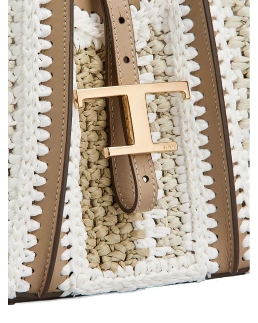Tod's Natural Crochet-Detail T-Buckle Tote Bag