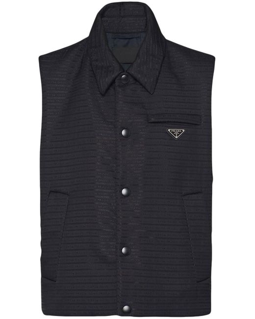 Prada Blue Logo-print Sleeveless Vest for men