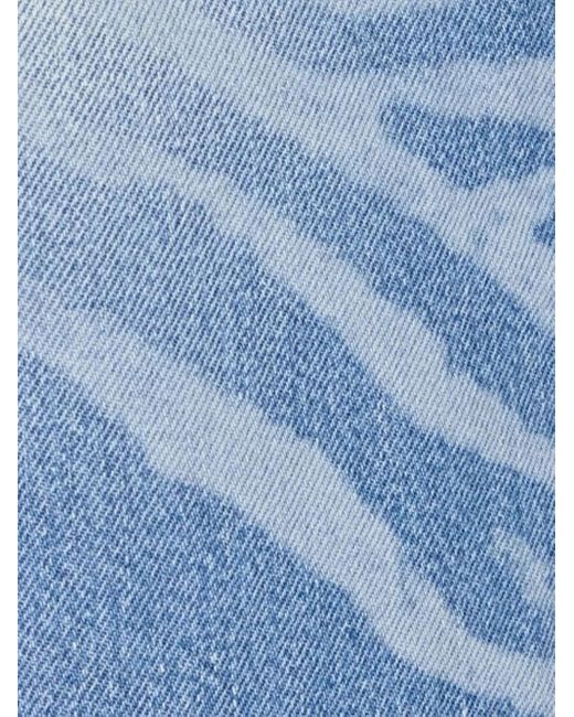 Roberto Cavalli Blue Zebra-Pattern Jeans for men