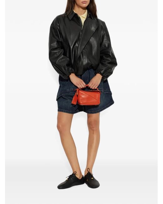 Loewe Black Zip-Fastening Leather Jacket