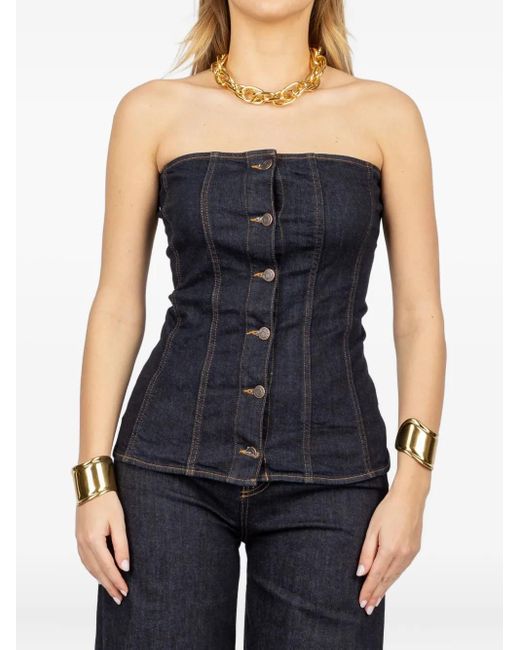ViCOLO Blue Strapless Denim Top