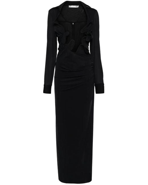 Christopher Esber Black Venus Plunging Maxi Dress