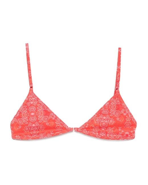 Roberta Einer X Kiss 'N Thrill Frida Triangel Bikinitop Met Bloemenprint in het Red
