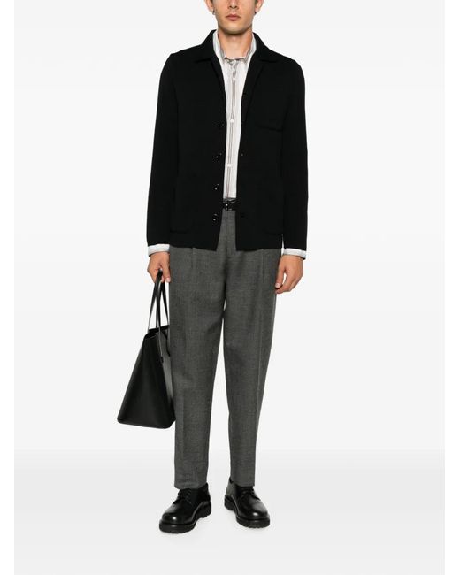 Lardini Black Patch-Pocket Button-Up Jacket for men