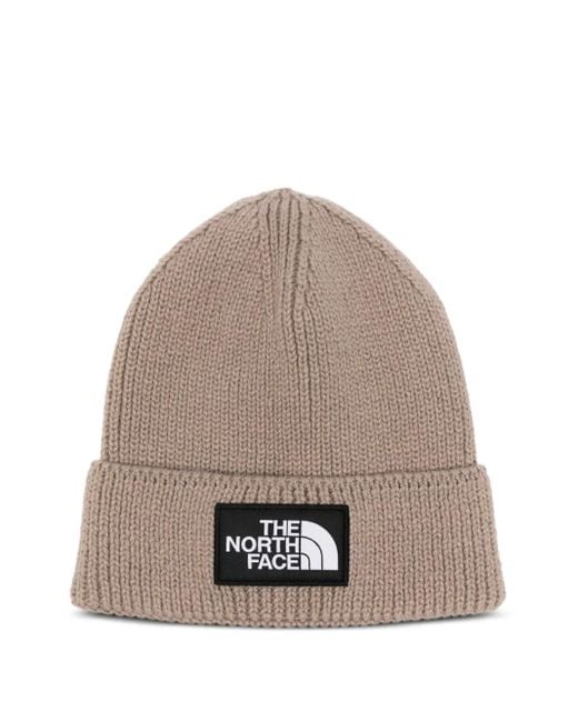The North Face Natural Tnf Logo-Patch Ribbed Beanie for men